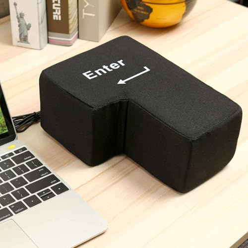 Enter Key Pillow,Multifunktion Big Enter Key Kissen Desktop Komfortables Kissen Nap Kissens Office Nickerchen Kisse für Büro Home (Schwarz)