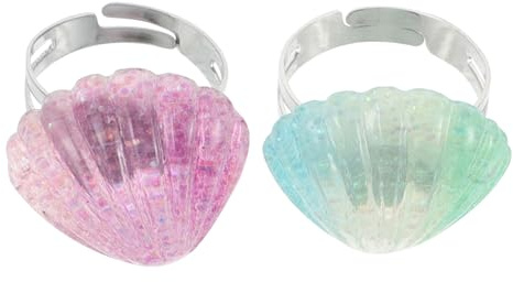 PACKOVE 2 Stück Muschelring Für Kleine Mädchen Ozean Thema Kinder Schmuck Verstellbar Komfortabel Party Accessoires Für Strand Geburtstag Dekoration