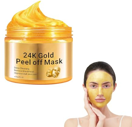 WAWJ® 24K Gold Peel Off Maske, Tiefreinigung Maske, Anti-Aging Gesichtsmaske mit Kollagen Hyaluronsäure, Feuchtigkeitsspendend für Alle Hauttypen,120 g