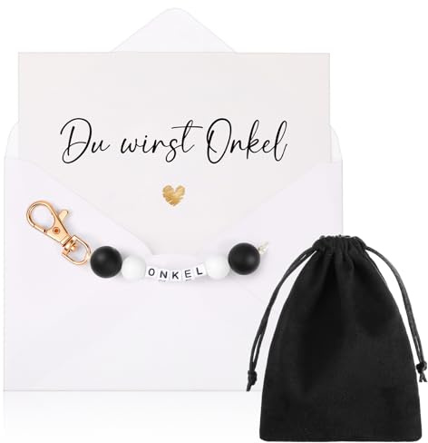 Hestya Du Wirst Onkel Geschenk Schlüsselanhänger Schwangerschaft Verkünden | Karte mit Umschlag, Schmuckbeutel, Schwangerschaftsverkündung Geschenk, Für Bruder und Besten Freund