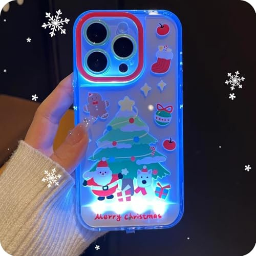 GXJIXf Christmas Light-Up Phone Case, Incoming Call LED Flash case, Cute Merry Christmas Phone Case, for iPhone 17/16/15/14/13 (15,Santa Claus)