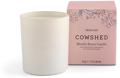 Cowshed Limited Edition Indulge Room Candle 220g - Scented Candle with Ylang Ylang, Rose & Palmarosa – Natural Soy Wax, Vegan Home Fragrance Gift