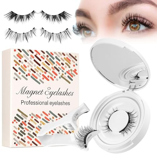 Magnetic Eyelashes with Applicator 1 Pairs Magnetic Eye Lashes Natural Look Reusable False Eyelashes No Glue Needed Without Eyeliner Easy to Wear and Remove (MIX1)