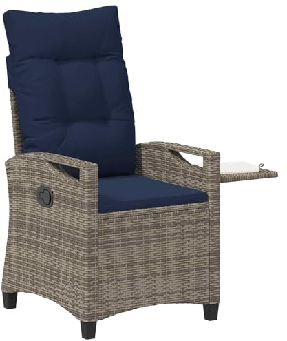 vidaXL Verstellbarer Gartenstuhl 56 x 60 x 112 cm Stahl, Stylischer Garten- und Terrassenstuhl, Verstellbarer Liegesessel, Rattan-Look, bequemer Lounger, klappbarer Tisch