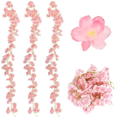 Zuuyye 3 Pezzi Rami di Ciliegio Artificiali Ghirlanda 180cm Ghirlanda Fiori Ciliegio Decorazione da Parete Interno Esterno Matrimonio