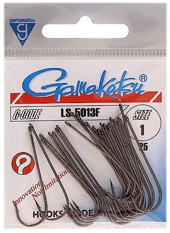 Gamakatsu LS-5013 Haken schwarz - Meereshaken, Angelhaken zum Meeresangeln, Einzelhaken, Öhrhaken, Butthaken zum Brandungsangeln, Größe/Packungsinhalt:Gr. 1-25 Stück