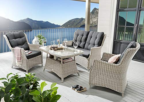 Destiny Loungeset CASA 2 Sessel, Sofa, Tisch 120x77x66cm, Vintage weiß (860204)