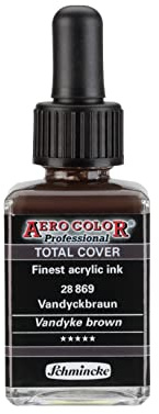 Schmincke - AERO COLOR® Professional - finest-fluid, high-color acrylic paint for acrylic painting, airbrush, mixed media, acrylic ink, Vandyck brown - 28 ml