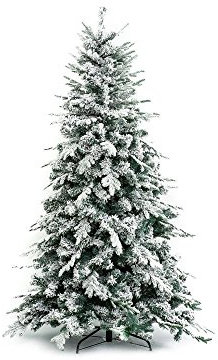 XONE Albero di Natale 210cm INNEVATO Alaska - Reale Super FOLTO Natalizio Verde Neve