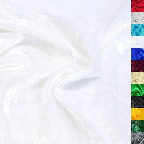TOLKO 10m Pannesamt Meterware | Stretch Samt für Vorhänge Gardinen Bühne Kostüm Samtkleid Rock | Stoffe zum Nähen Dekorieren glänzender Samtstoff Dekostoff 145cm breit (Schnee Weiß)