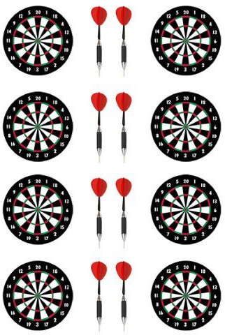 PRE-CUT DARTBOARD & DARTS EDIBLE RICE / WAFER PAPER CUP CAKE TOPPERS PARTY BIRTHDAY DECORATION by Sport