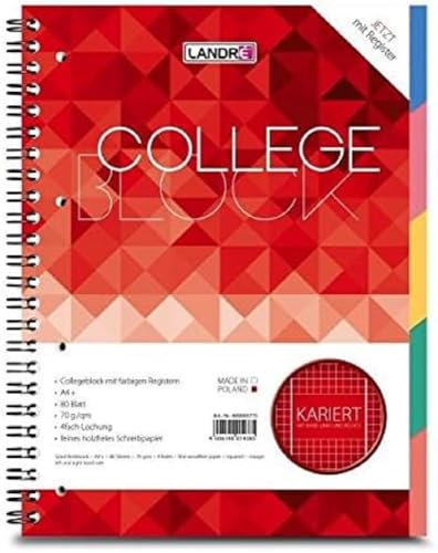 Landré Cahier à spirale avec intercalaires Format A4