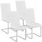 tectake® 4er Set Esszimmerstühle, Freischwinger Küchenstuhl mit Rückenlehne, Stühle für Esszimmer, Küchenstühle modern, Dining Chair, Polsterstuhl, Esstischstühle, Besucherstuhl - weiß