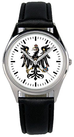 KIESENBERG Armbanduhr Preußen Adler Geschenk Artikel Idee Fan Damen Herren Unisex Analog Quartz Lederarmband Uhr 36mm Durchmesser B-1247