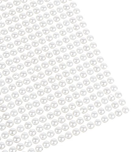Weiß Strasssteine - runde Glitzersteine 425 Stück Ø 5 mm selbstklebend zum Verzieren und Basteln | Schmucksteine Perlen zum aufkleben | Glitzer Glanz Bling Steinchen Aufkleber Dekosteine Bastelsteine