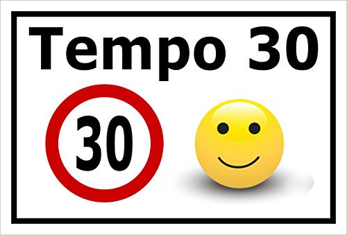 Melis-Folienwerkstatt Schild - Tempo 30-30x20cm | 3mm Aluverbund S00040-043-A - 20 Varianten