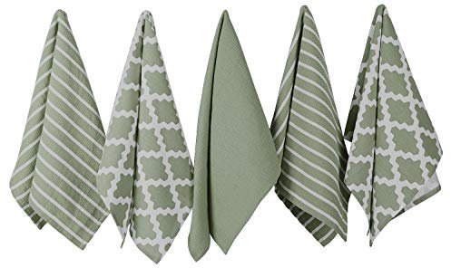 Penguin Home Premium Geschirrtuch für die Küche aus 100% Reiner Baumwolle, 5er-Set Küchentücher, weiches und strapazierfähiges Küchentuch-Set, maschinenwaschbar, 65 x 45 cm, Farbe – Salbei