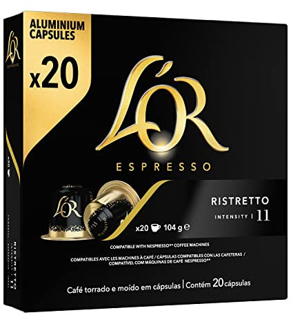 L'Or Espresso Café Ristretto Intensité 11 Capsules en Aluminium Compatibles avec les Machines Nespresso
