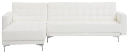 Modernes Ecksofa mit Schlaffunktion Kunstleder weiß Aberdeen