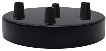 LEDSone Industrial 4 Out Rosone Plafoniera Soffitto Kit Luce Baldacchino 120mm per Lampada a Sospensione Plafoniera Lampada da Parete Lampadario, Nero 4 Fori con Staffa Piastra Soffitto.