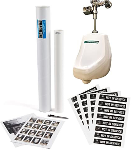 Attractive JaniWrapOut of Order Urinal/Toilet Covers - 32 Applications - Gray Labels -Great Value | Sanitary Quick Effective Beautiful | Ships Fast FedEx Ground