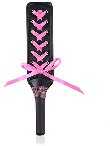 Wiftly Leder Paddel Spanking Peitsche Flogger Diamant Griff SM Fetish Sex Spielzeug Cosplay für Paare (Pink)