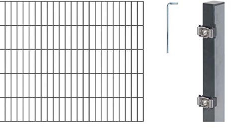 Alberts 650698 Doppelstabmattenzaun als 30 tlg. Zaun-Komplettset | verschiedene Längen und Höhen | anthrazit | Höhe 100 cm | Länge 28 m