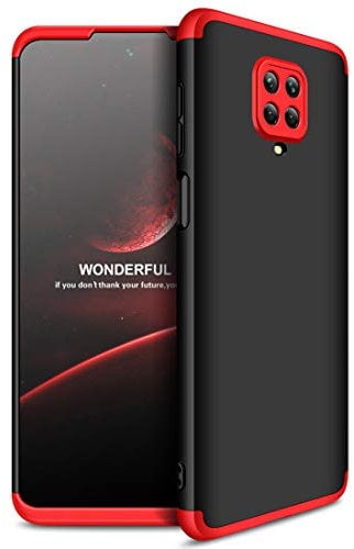 ZSCHAO Funda para Xiaomi Redmi Note 9S Note 9 Pro 360 Grados Slim Fina Antigolpes +Cristal Templado Carcasa Funda Compatible con Redmi Note 9S/9 Pro Dura rigida Ultrafina Mate Case Cover Negra+Roja