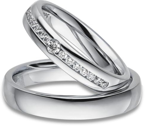 Kolibri Rings - Freundschaftsringe Paarpreis Silber 925 Massiv Nickelfrei 15 Zirkonia Steine Trauringe Eheringe Partnerringe 100% Made in Germany- Inkl. Etui + Gravur