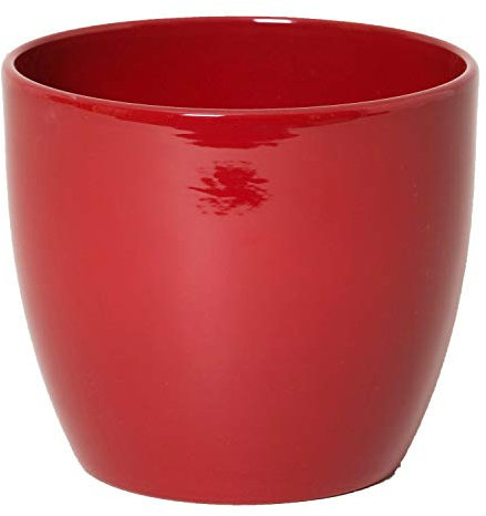 innaGLAS Grand Cache-Pot, céramique, Rouge vin, 27cm, Ø32cm - Pot Fleurs/Pot céramique