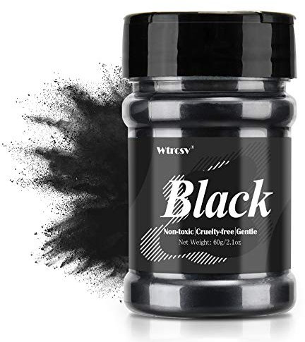 Epoxidharz Farbe metallic, Seifenfarbe, für die Seifenherstellung, Mica Powder, Epoxy Resin Farbe Farbpigmente Pigmentpulver Farben Pigment, Farbe für Epoxidharz, Lipgloss Farbe - 60g schwarz (Pulver)