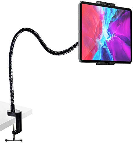 woleyi Gooseneck Tablet Holder Mount, Heavy Duty Desk/Bed Tablet Stand, Flexible Arm Clip for iPad Pro Air Mini, Galaxy Tab/Z Fold, Fire HD, Surface Pro/Go, Switch, iPhone and More 4.7-13 Devices