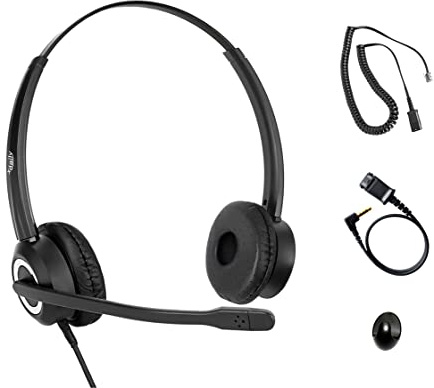 Polycom telefonheadset brusreducerande mikrofon RJ9 U10P bottenkabel kompatibel med Polycom VVX, Shoretel, Avaya digitala telefoner