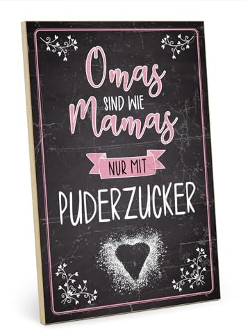 TypeStoff Holzschild mit Spruch – Oma – im Vintage-Look mit Zitat als Geschenk und Dekoration zum Thema Familie, Liebe und Mama - HS-01010