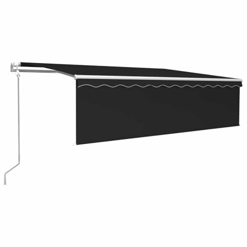 vidaXL Gelenkarmmarkise Automatisch mit Jalousie Markise Sonnenmarkise Balkonmarkise Sonnenschutz Sichtschutz Garten Terrasse Balkon 5x3m Anthrazit
