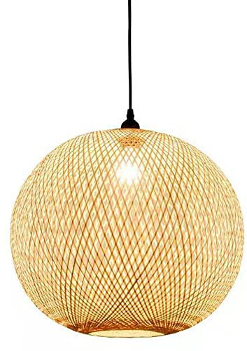 MODEBHD Rattan-Pendelleuchte, Bambus-Kronleuchter, Wicker-Hängelampe, handgefertigtes Produkt Rattan-Schatten-Lampengewebe-Hängeleuchten, für Terrasse Flur Küche Schlafzimmer Esszimmer