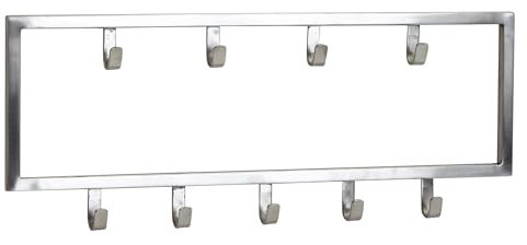 FineBuy Wandgarderobe Metall Silber Design Flurgarderobe Stahl, Hakenleiste Wandpaneel, Garderobe Wand, Garderobenleiste Flur