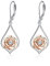 POPLYKE Rose Blume Hängend Ohrringe 925 Sterling Silber Filigrane Ohrringe Schmuck Damen