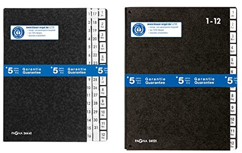 Pagna Pultordner Classic (Pultmappe, 44 Fächer, 1-31/1-12/Jan-Dez) schwarz & Pultordner Classic (Pultmappe, 12 Fächer, 1-12/Jan-Dez) schwarz, A - Z