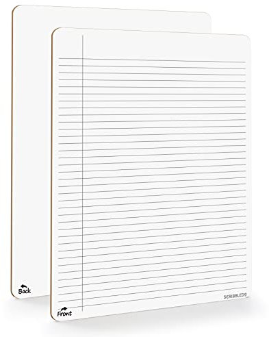 Scribbledo Trocken abwischbares Notizbuch, liniert, 22,9 x 30,5 cm, wiederverwendbar, liniert, löschbar, liniert, Notizblock, Lapboard, blanko Whiteboard auf der Rückseite