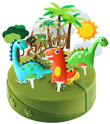 CODKU 13PCS Cake Toppers, 3D Dinosaur Cake Toppers Decorations, Happy Birthday Cake Toppers Cupcake Topper Cake Decorations Boy Girl Kids Dinosaur Themed Party Decorations Birthday Party Supplies