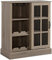HOMCOM Küchenanrichte mit Flaschenregal Modernes Beistellregal mit Glastür Glas 6-Tassen-Halter Flaschenregal für 6 Flaschen und 3 Einlegeböden für Esszimmer Wohnzimmer 79x39x92 cm Braun