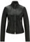Giacca da motociclista in vera pelle da donna cappotto casual nero invernale con cerniera, Nero , M