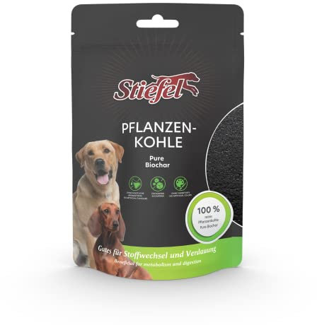 Stiefel Pflanzenkohle für Hunde, 100% Reine Pflanzenkohle für eine gesunde Verdauung, positiven Effekt auf den Stoffwechsel, 50g