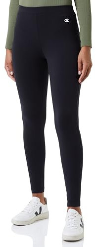Champion Damen Legacy Basics W-Cotton Lycra High-Waist Leggings, Schwarz, M
