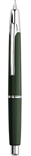 Majohn A2 Press Füllfederhalter Extra Feine Feder mit Box, einziehbarer Grüner Harz Tinte Stift mit Konverter Schreibstift Set (Silber Clip Version)