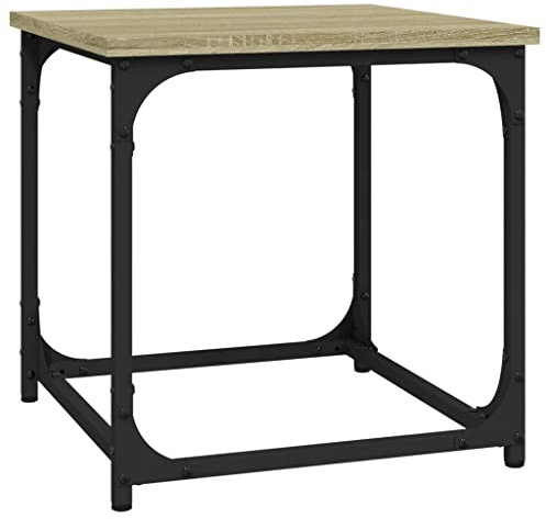 Beistelltisch stabiles Metallgestell Nachttisch Couchtisch Wohnzimmertisch Klein Sofatisch Kaffeetisch Telefontisch für Wohnzimmer Schlafzimmer, Sonoma-Eiche 40x40x40 cm Holzwerkstoff