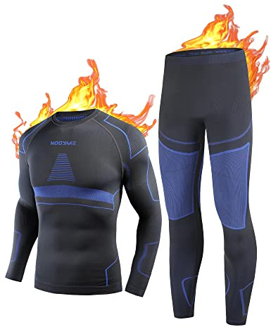 NOOYME Thermounterwäsche Herren Atmungsaktiv Thermoaktiv Funktionswäsche Herren Funktionsunterwäsche Herren Set Flexibel Skiunterwäsche Herren Warme Unterwäsche für zu Hause Winter