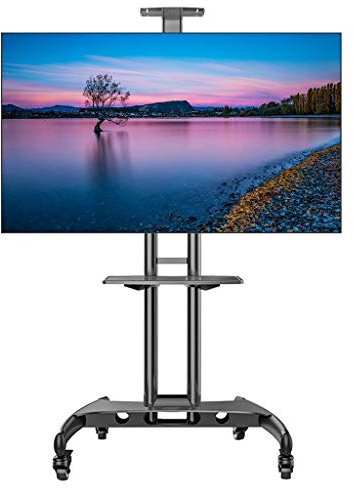 GGZONE TV-Ständer, rollender TV-Wagen mit Rädern für 32–75 Zoll/ 55–80 Zoll große LCD-LED-Plasma-Flachbildschirme, höhenverstellbarer mobiler TV-Ständer, universeller TV-Monitorständer,