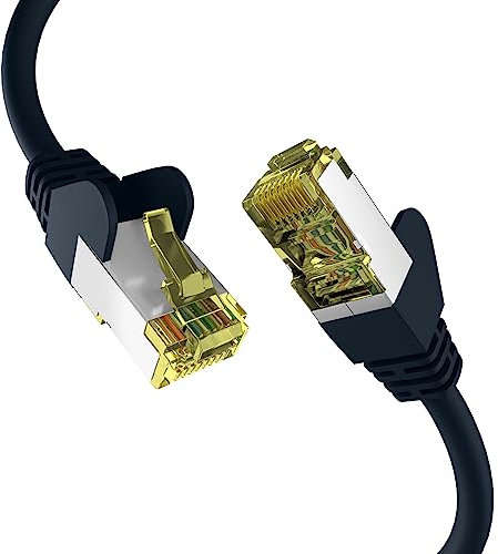 EFB-Elektronik - Câble réseau CAT. 6a jusqu'à 10 Gbit - Câble LAN de 10 m - Câble Ethernet avec protection jack/anti-torsion - Connecteur RJ45, blindage S/FTP PIMF - Noir